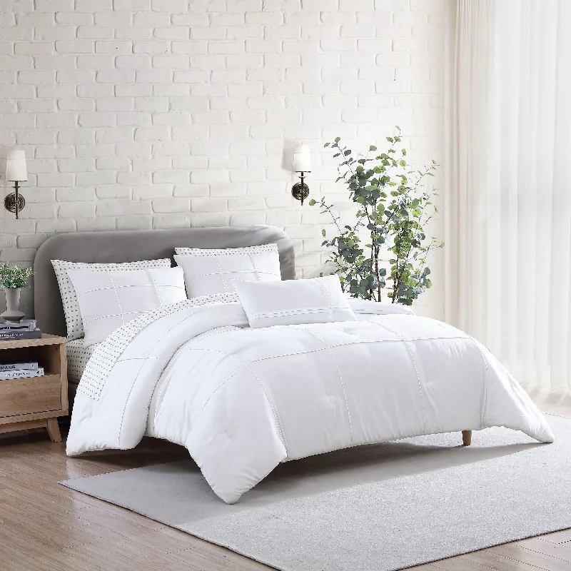 King - size comforters to fit large king - sized beds perfectlyCity Scene Soft-Brushed Solid Microfiber White Comforter Bonus Set