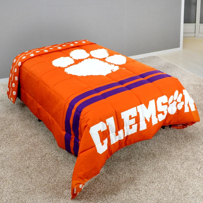 Synthetic - filled comforters like polyester for affordability and hypoallergenic propertiesClemson Tigers Reversible Big Logo Soft and Colorful Comforter