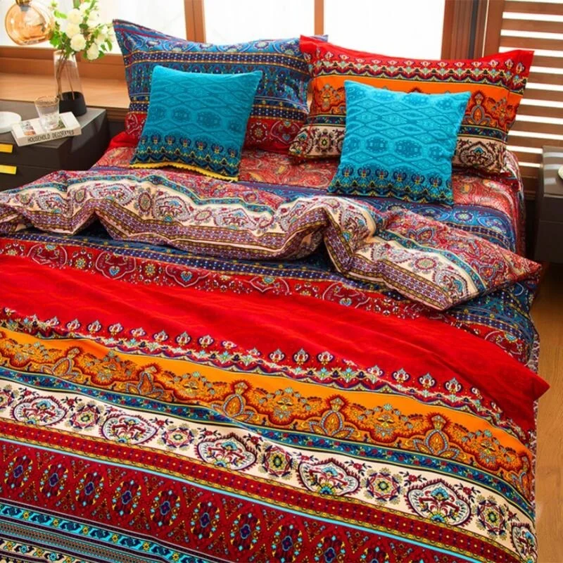 Square Pillows for Modern Home DecorBoho Cotton Quilt Bedding Set with 3 Piece
