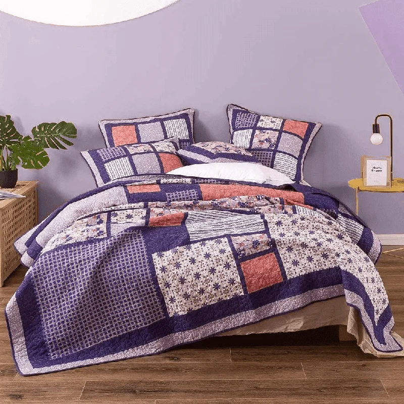 silk bedspreads with a luxurious and smooth textureDaDa Bedding Peachy Pink Floral Blossoms Plum Purple Patchwork Quilted Bedspread Set - Designed in USA (JHW877) silk bedspreads with a luxurious and smooth textureDaDa Bedding Peachy Pink Floral Blossoms Plum Purple Patchwork Quilted Bedspread Set - Designed in USA (JHW877)