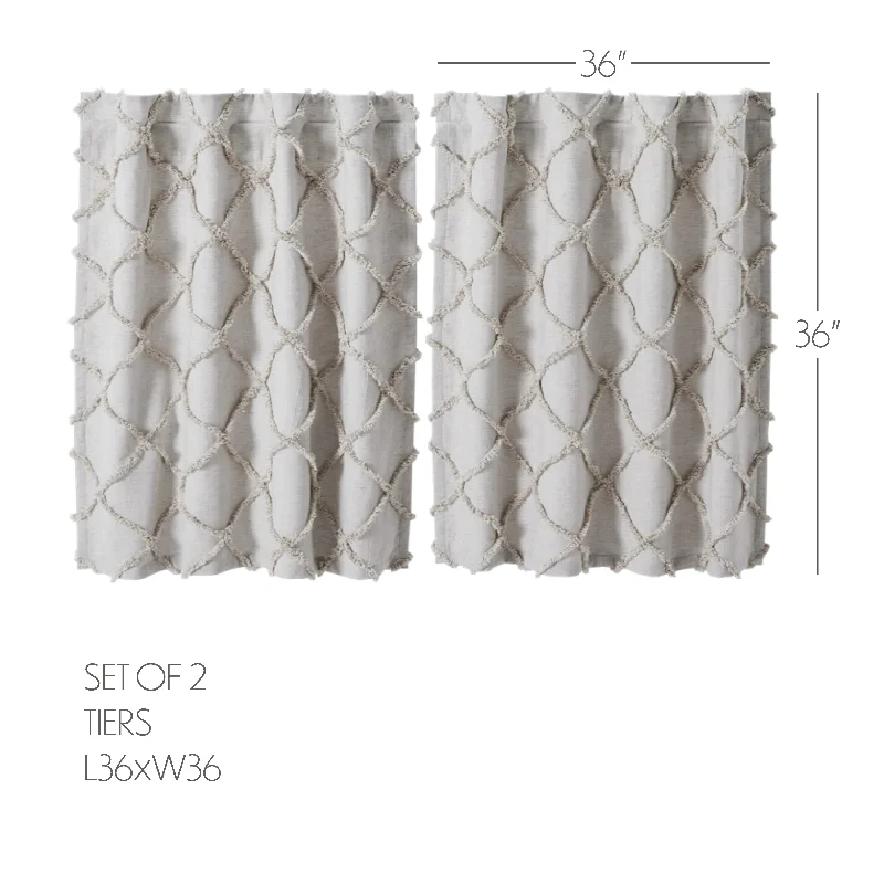 Cotton bed skirts for a soft and breathable lookFrayed Lattice Oatmeal Tier Set of 2 L36xW36 Cotton bed skirts for a soft and breathable lookFrayed Lattice Oatmeal Tier Set of 2 L36xW36