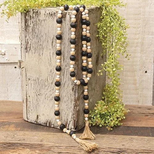 Twin - size bed skirts for a single bedBlack Natural White Wooden Bead Garland 57"L