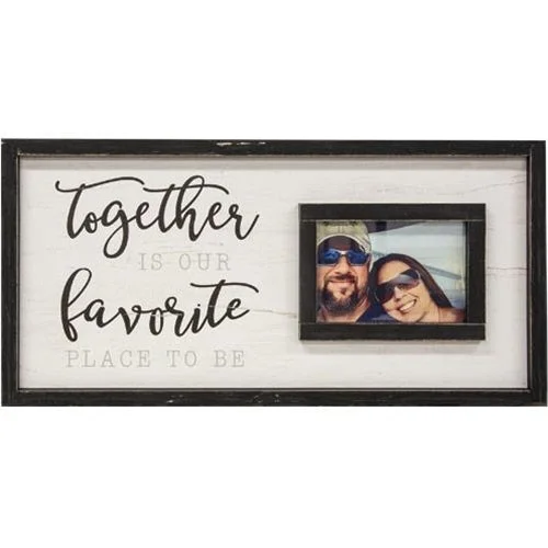Bed skirts with a tropical print for a vacation - inspired feelTogether Is Our Favorite Place To Be Sign With Picture Frame 12x24