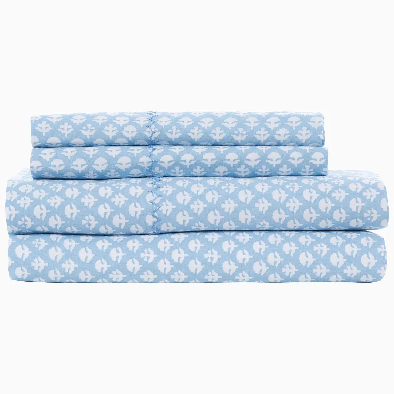 Kids Pillows with Fun DesignsBindi Light Indigo Organic Sheet Set