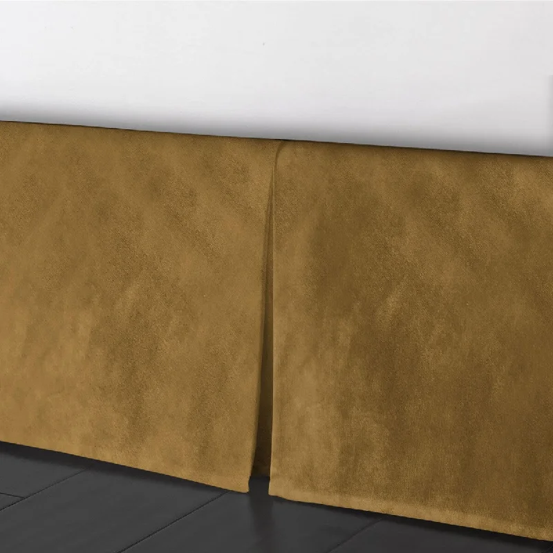 Linen bed skirts for a natural and rustic feel6ix Tailors Cascade Velvet Curry Bed Skirt 18" drop