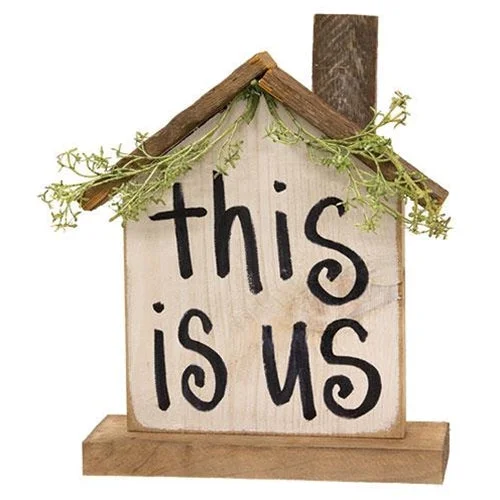 Full - size bed skirts with a gathered fabric"This is Us" Wooden Farmhouse on Base