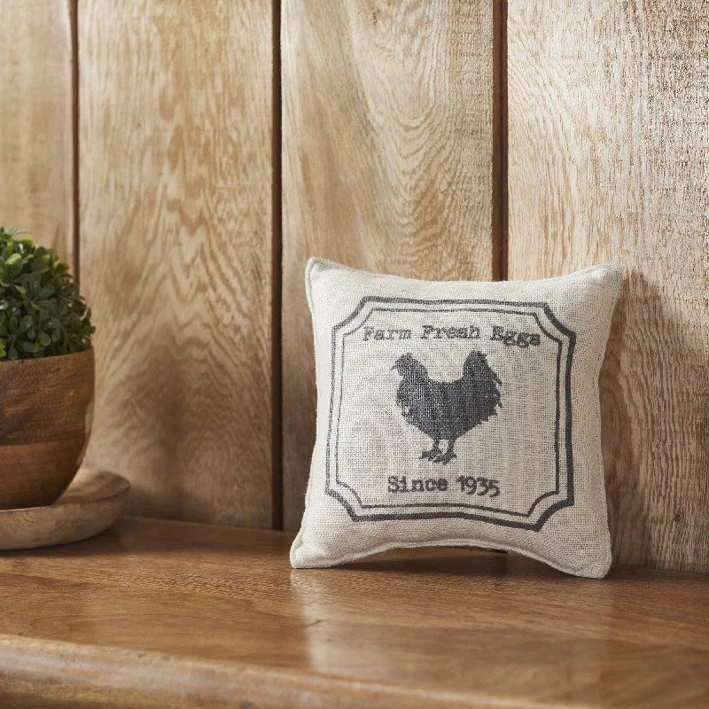 Square Pillows for Modern Home DecorFarm Fresh Eggs Chicken Silhouette Mini Pillow 6x6