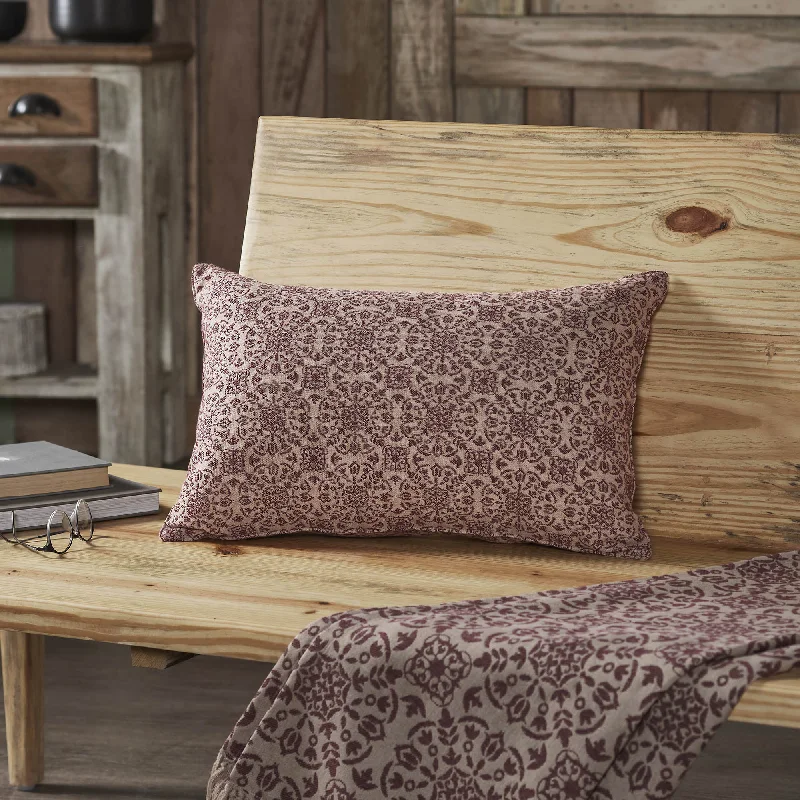 Velvet Pillows for a Touch of EleganceCustom House Burgundy Tan Jacquard Pillow 14"x22"  VHC Brands