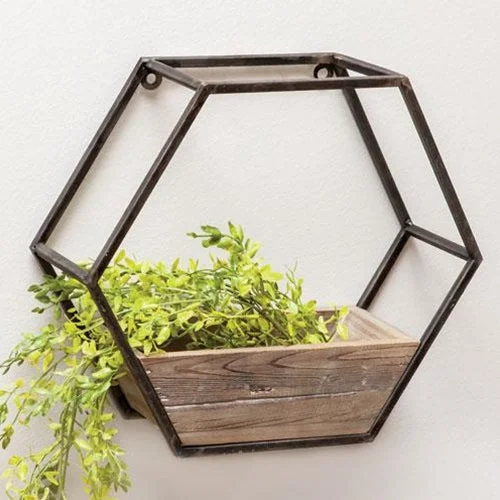 Bed skirts with a scalloped hem for a charming detailWood & Metal Hexagon Wall Planter