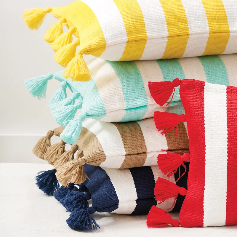 Cotton Pillows for Natural ComfortCabana Stripes Indoor Outdoor Pillow