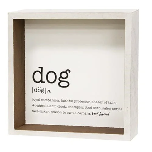 Bed skirts with a modern art - inspired printDog Definition Shadowbox Sign