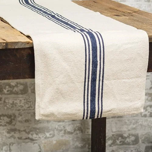 Bed skirts with a paisley print for an exotic feelGrain Sack Cream and Navy Stripe Extra Long Runner Bed skirts with a paisley print for an exotic feelGrain Sack Cream and Navy Stripe Extra Long Runner