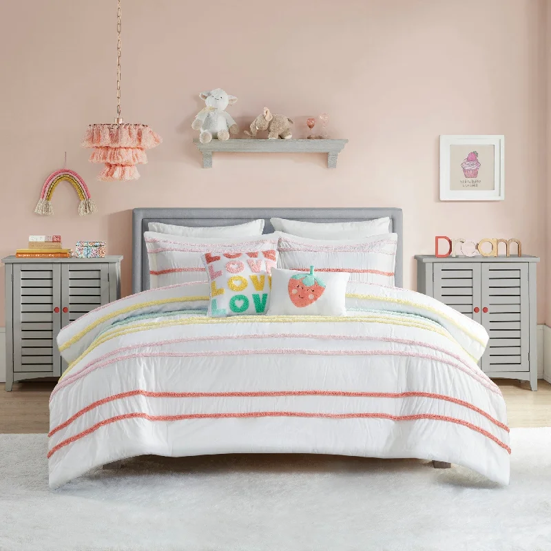 Travel Pillows for Long JourneysMackenzie Cotton Duvet Cover Set with Chenille Trim by Intelligent Design Kids