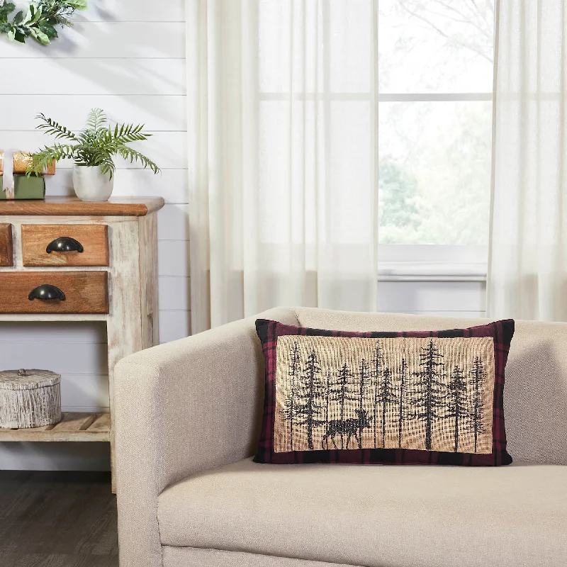 Square Pillows for Modern Home DecorCumberland Red Black Plaid Winter Forest Pillow