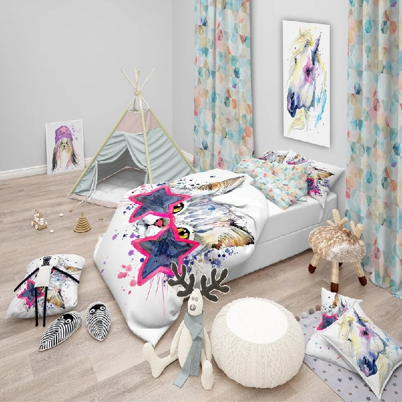 Lumbar Support Pillows for Car SeatsDesignart 'Cute Kitten with Blue Stars' Modern & Contemporary Bedding Set - Duvet Cover & Shams