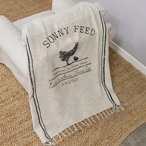 Linen bed skirts for a natural and rustic feelSunny Feed Farmhouse Throw