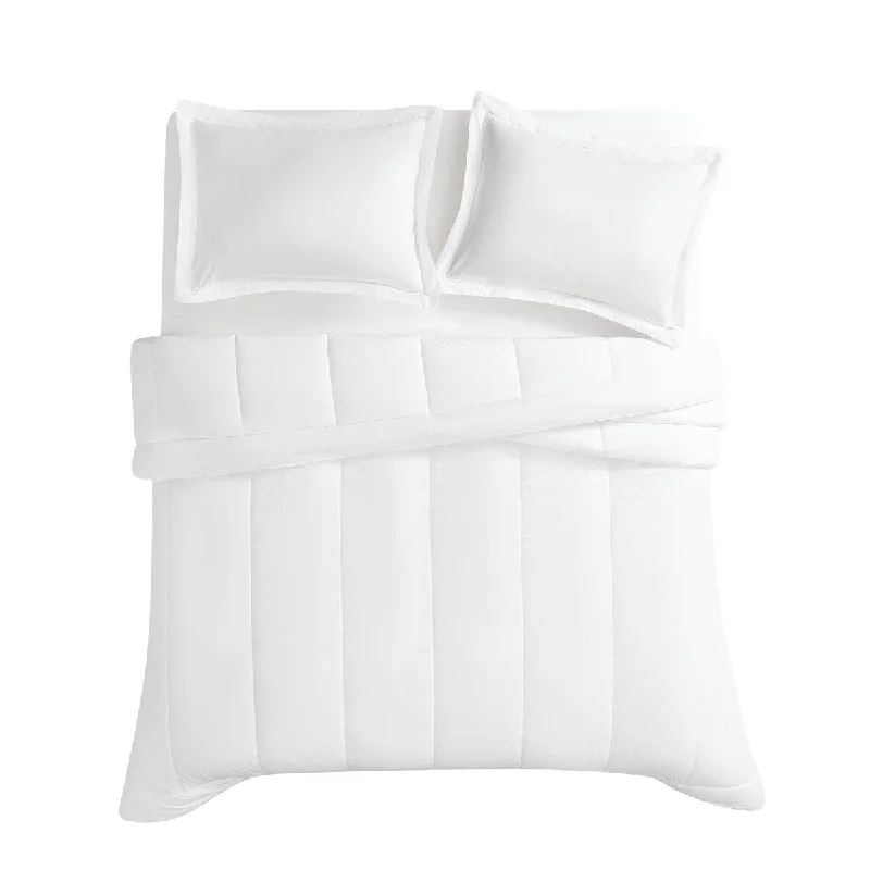Synthetic - filled comforters like polyester for affordability and hypoallergenic propertiesBrooklyn Loom Oversized Cotton Percale 3 Piece Comforter Set