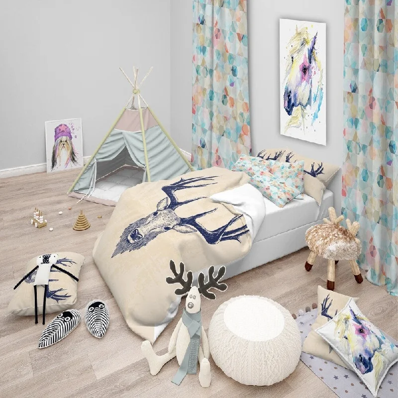 Adjustable Pillows for Customized ComfortDesignart 'Deer head Portrait' Sketch Animals Bedding Set - Duvet Cover & Shams