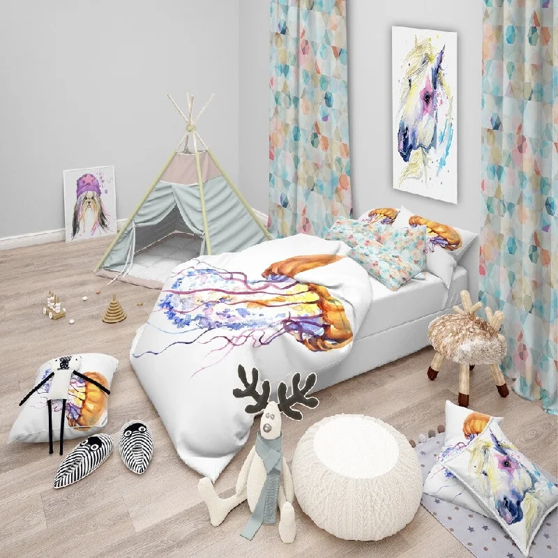 Bolster Pillows for Sofa DecorationDesignart 'Orange Ocean Water Jellyfish' Animal Bedding Set - Duvet Cover & Shams Bolster Pillows for Sofa DecorationDesignart 'Orange Ocean Water Jellyfish' Animal Bedding Set - Duvet Cover & Shams