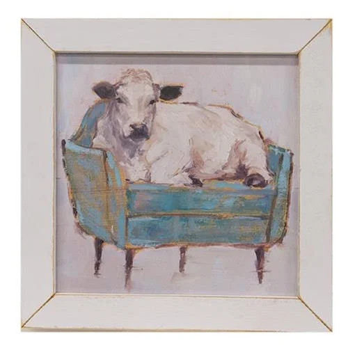 Bed skirts with a bohemian - inspired patternCow Potato Print White Wash Frame