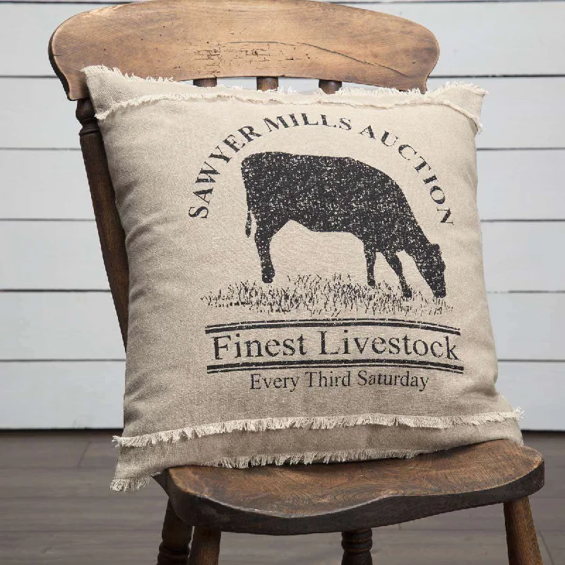 Back Support Pillows for Office ChairsSawyer Mill Charcoal Cow Pillow 18"