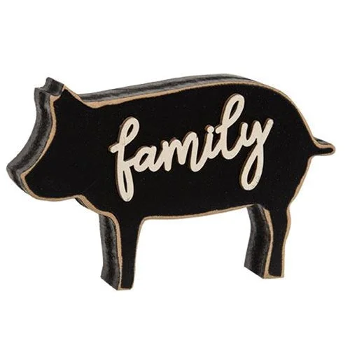 Bed skirts with a retro - style patternFamily Distressed Black Pig Sitter