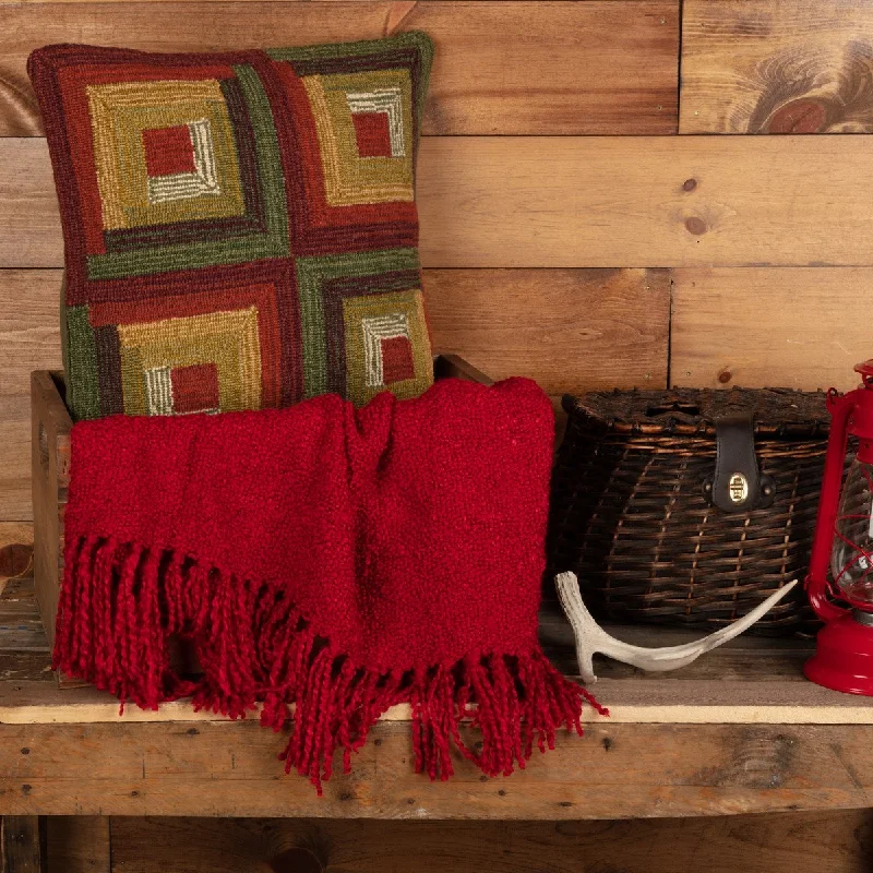 Travel Pillows for Long JourneysCabin Patch Log Cabin Hooked Pillow