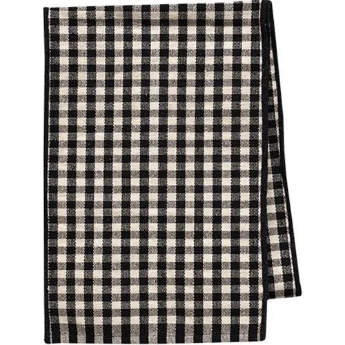 Bed skirts with a high - quality elastic waistbandBlack & White Check Recycled Woven Cotton Runner 18" x 9ft Bed skirts with a high - quality elastic waistbandBlack & White Check Recycled Woven Cotton Runner 18" x 9ft