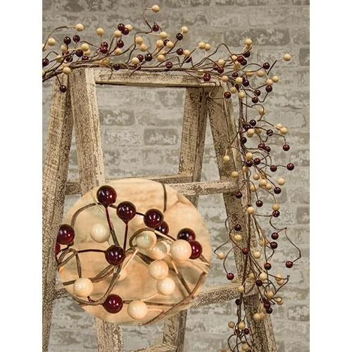 Bed skirts with a herringbone pattern for a sophisticated lookWaterproof Berry Garland Burgundy/Gold 48"