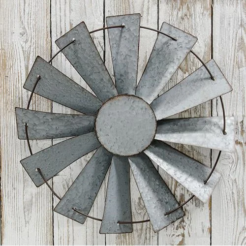 Bed skirts with a shabby - chic styleGalvanized Windmill Wall Art