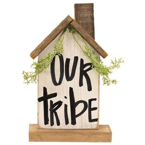 Bed skirts in pastel shades for a delicate look"Our Tribe" Wooden Farmhouse on Base