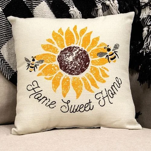 Bed skirts with a geometric print for a modern aestheticHome Sweet Home Bees & Sunflower Pillow
