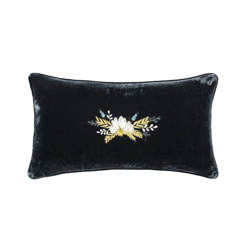 Velvet Pillows for a Touch of EleganceStella Western Floral Embroidered Lumbar Pillow