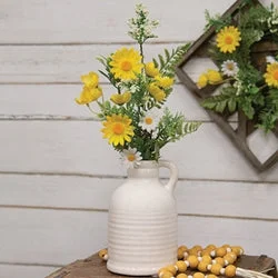 Linen bed skirts for a natural and rustic feelYellow & White Daisy w/Ferns Bush