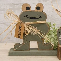 Bed skirts with a country - style patternRustic Wood "Welcome" Frog on Base