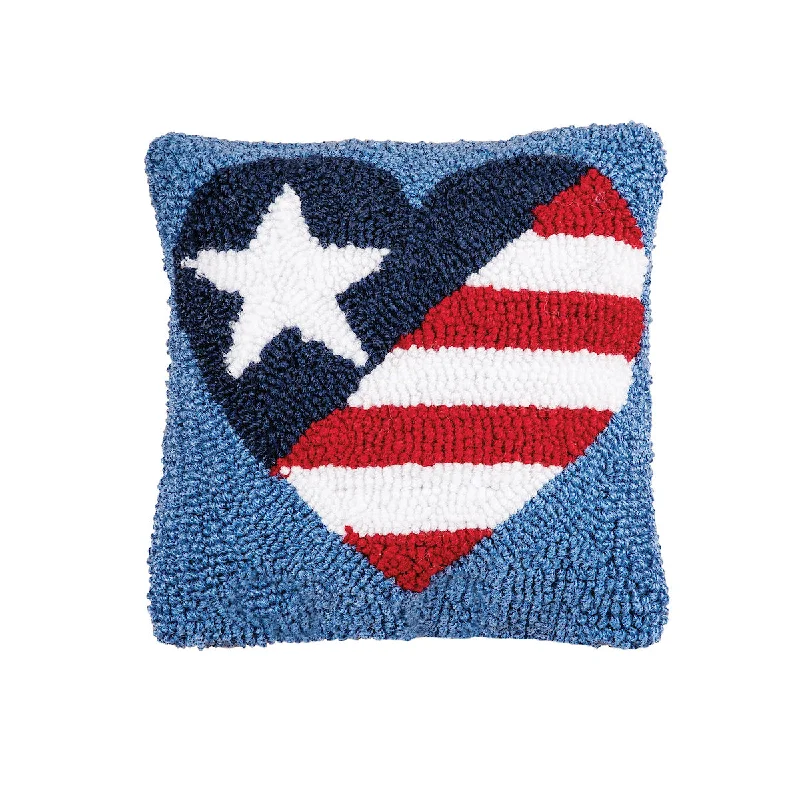Soft and Fluffy Pillows for Bedroom ComfortPatriotic Heart Hooked Mini Pillow