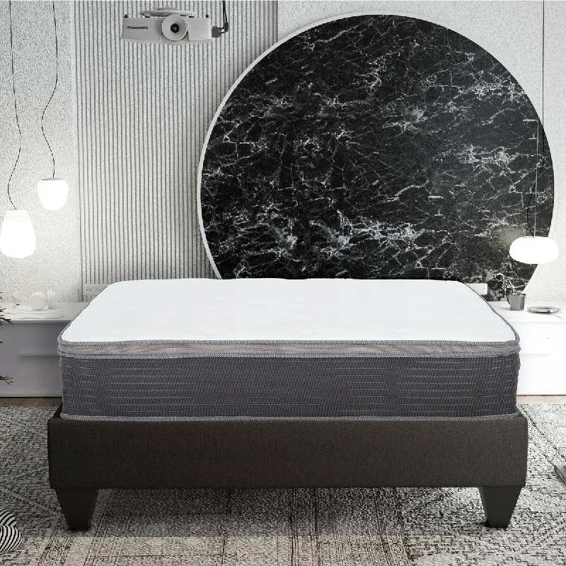 Wool - filled mattresses for natural insulation and moisture - wicking12 in. King Size Pocket Spring Hybrid Mattress Bed in a Box, Plush Euro Top Gel Memory Foam Mattress, White/Gray