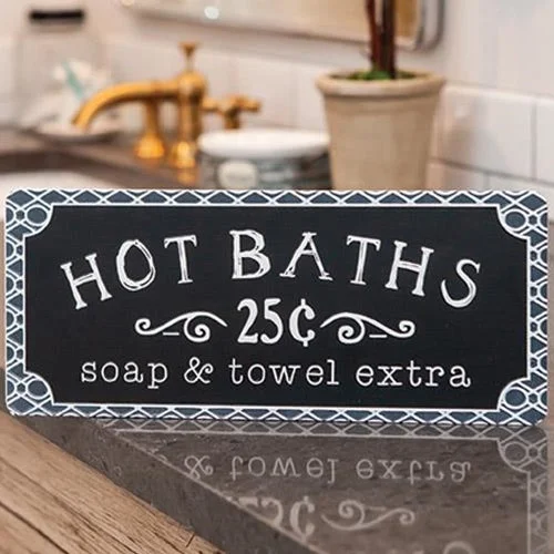 Bed skirts with a flannel material for a cozy winter optionHot Baths Metal Sign
