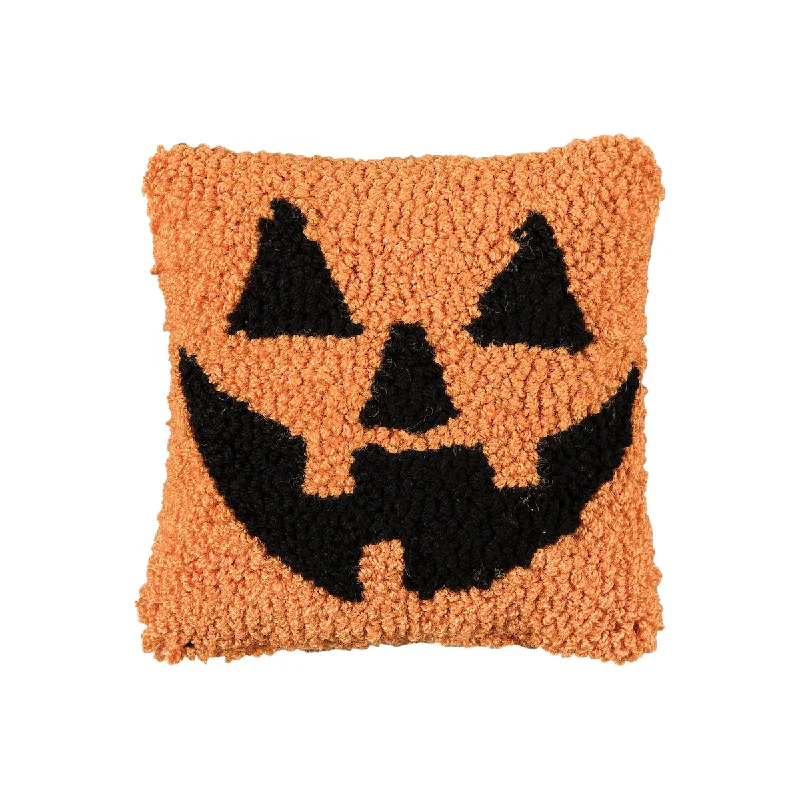 Soft and Fluffy Pillows for Bedroom ComfortJack-o-Lantern Hooked Mini Pillow