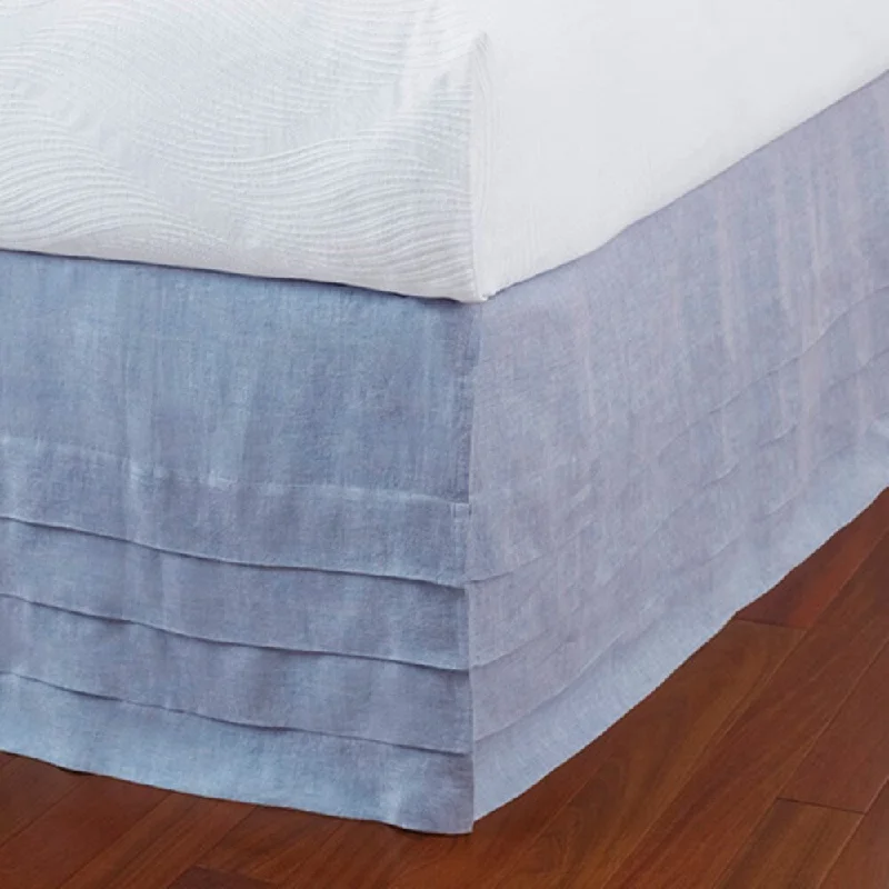 Bed skirts with a multi - colored patternLayla Capri Blue Linen Panel Bed Skirt - Twin Bed skirts with a multi - colored patternLayla Capri Blue Linen Panel Bed Skirt - Twin