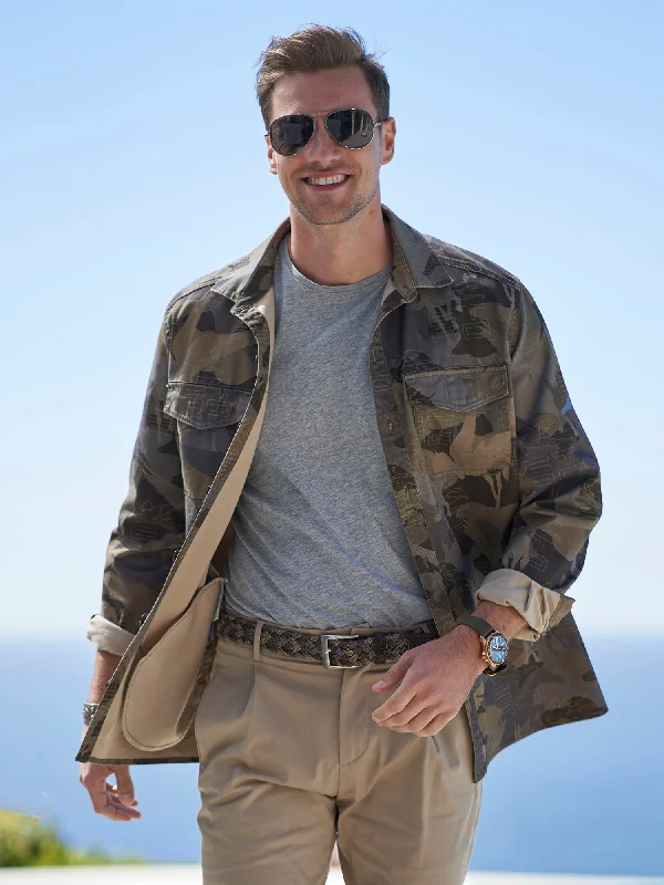 Camo Cotton Stretch Shirt Jacket