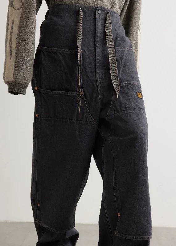 14oz BLKxECR Denim W-Knee EASY Baggy Pants