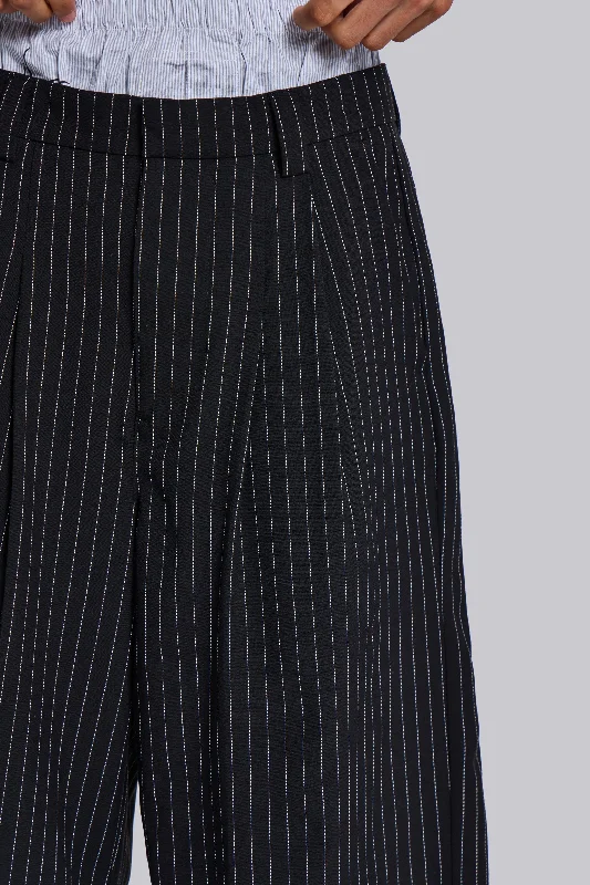 Black Pinstripe Goliath Shorts