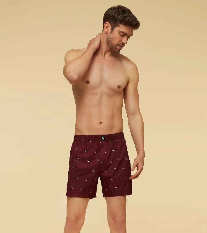 Savanna Cotton Boxers Hornbill Maroon