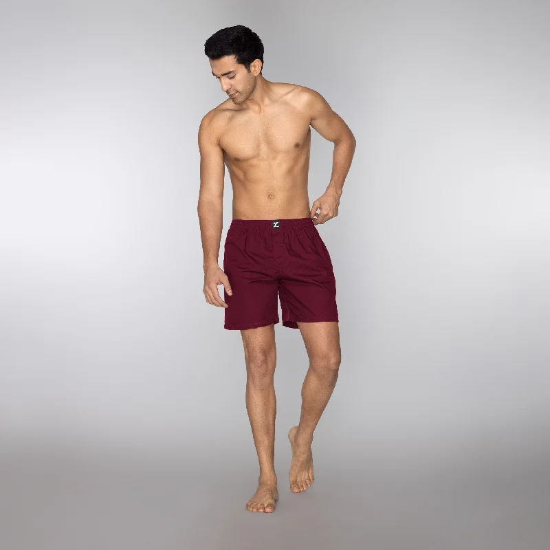 Pace Cotton Boxer Shorts Bold Burgundy