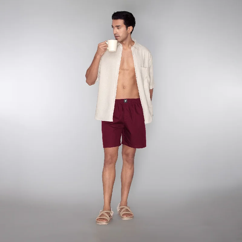 Pace Cotton Boxer Shorts Bold Burgundy