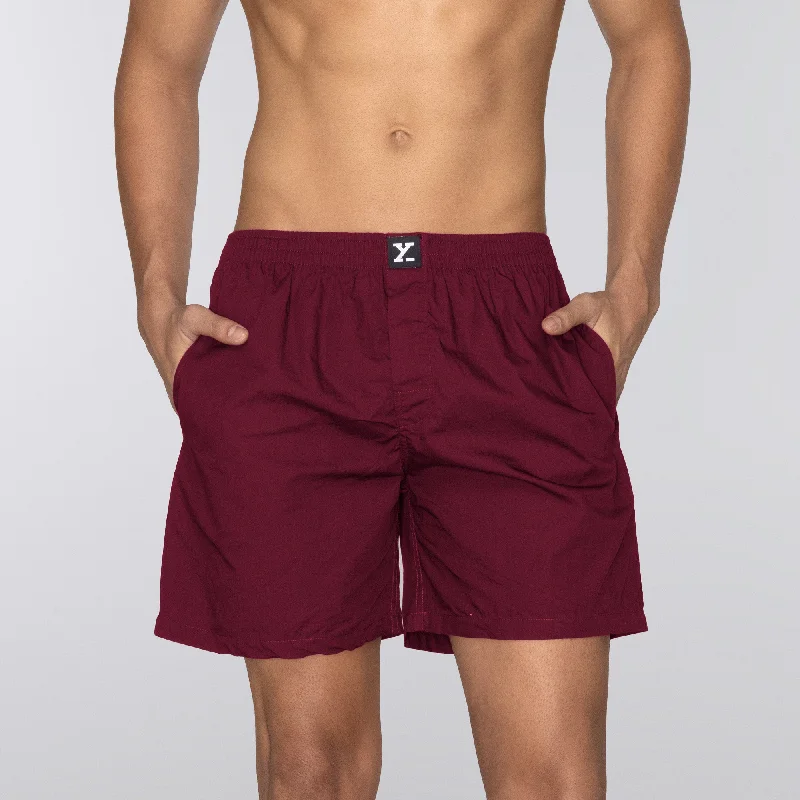 Pace Cotton Boxer Shorts Bold Burgundy