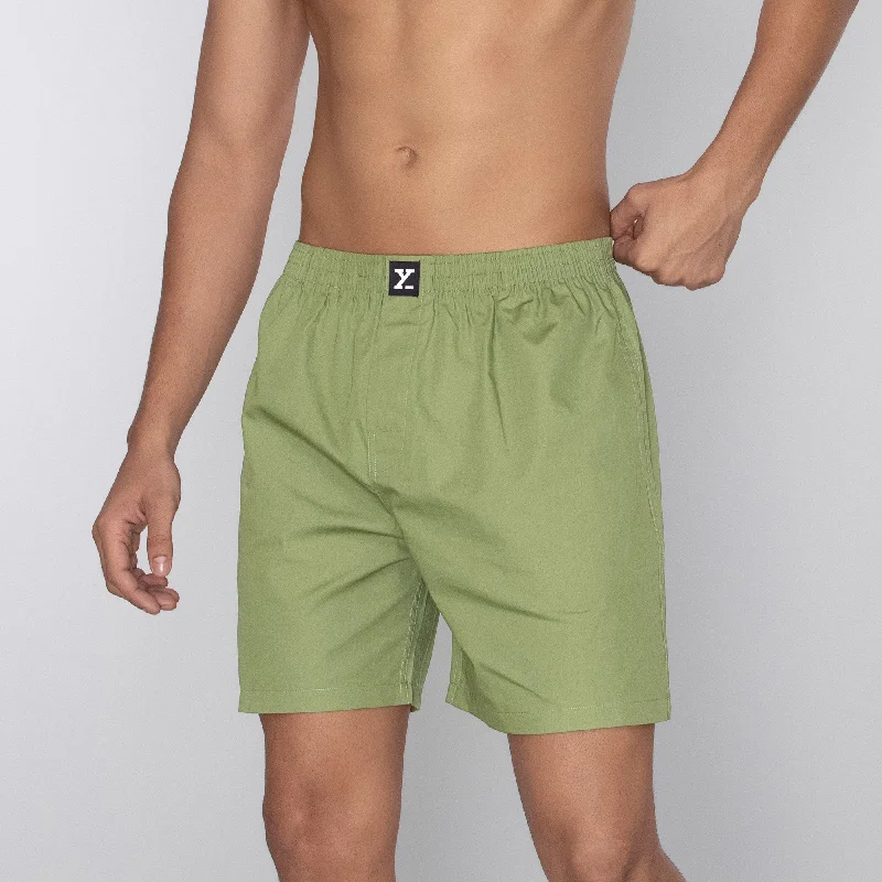 Pace Cotton Boxer Shorts Olive Green