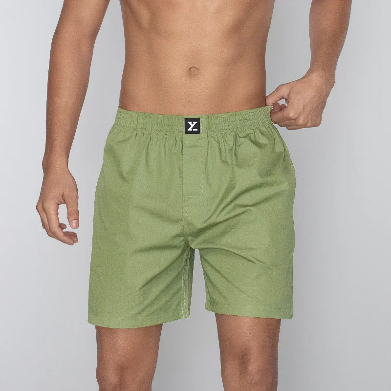 Pace Cotton Boxer Shorts Olive Green