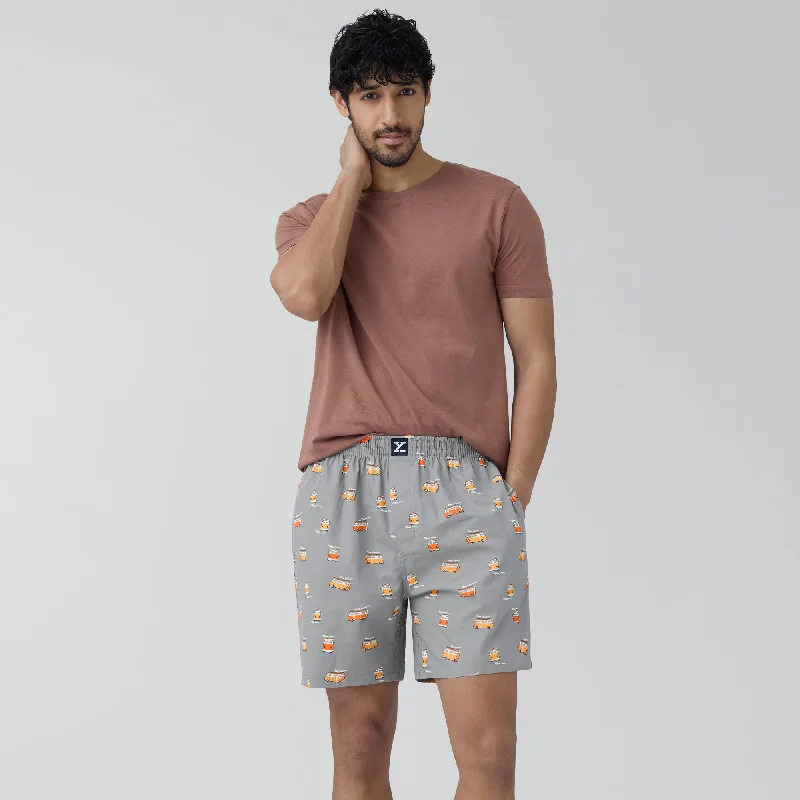 Surf Super Combed Cotton Boxer Shorts Bus Grey